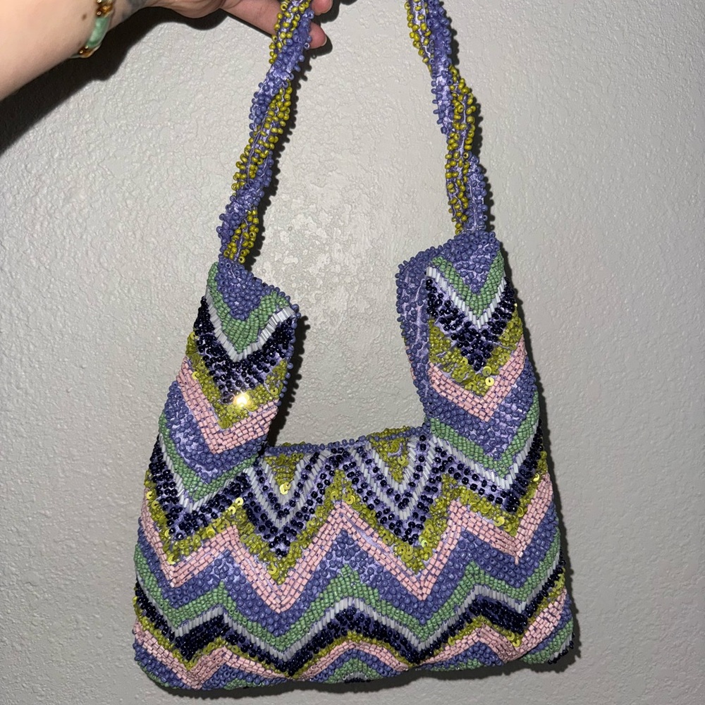 Colorful Chevron Beaded Women's Bag